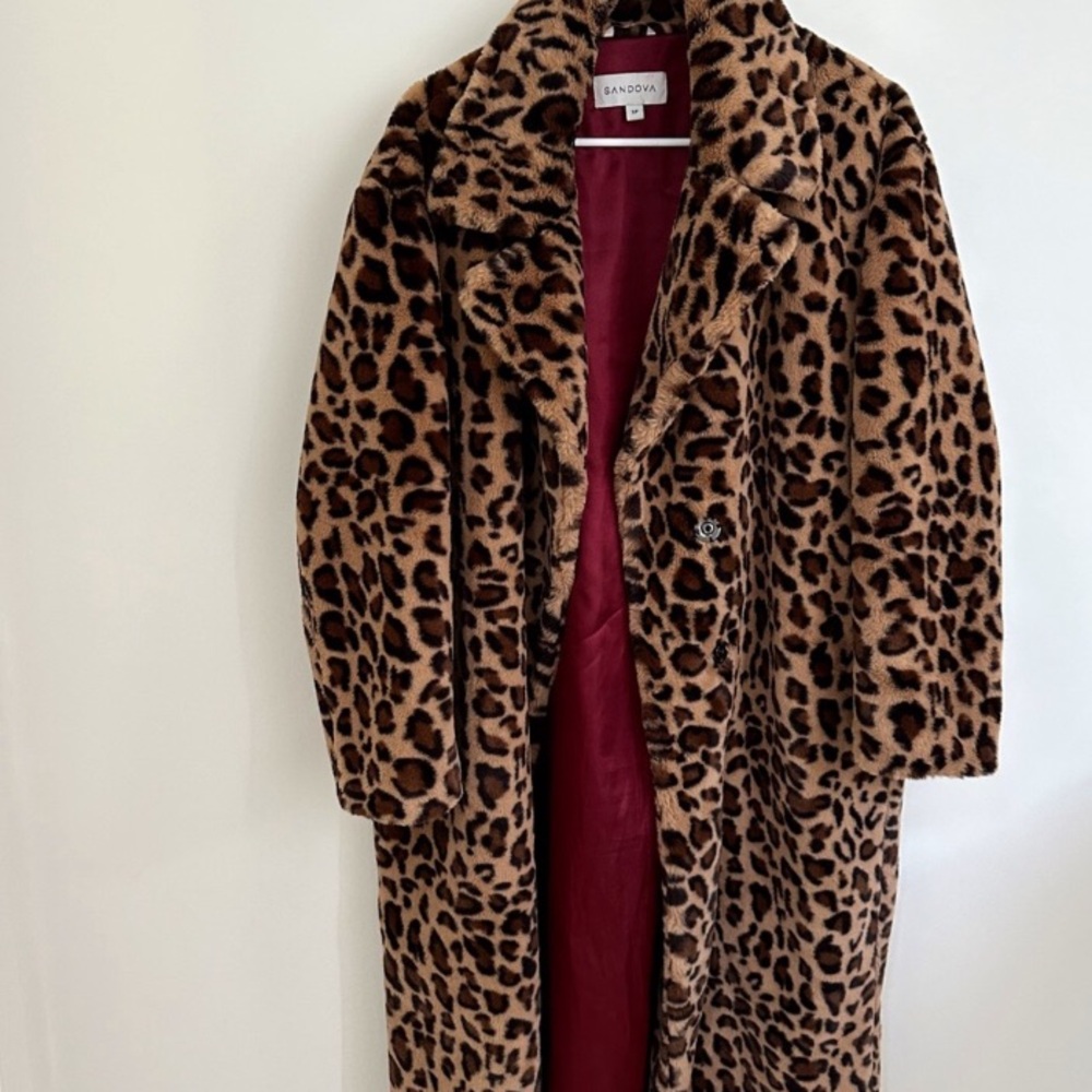 SANDOVA • Mob Boss • Gorgeous Leopard Print Long Faux Fur Coat - Picture 7 of 12